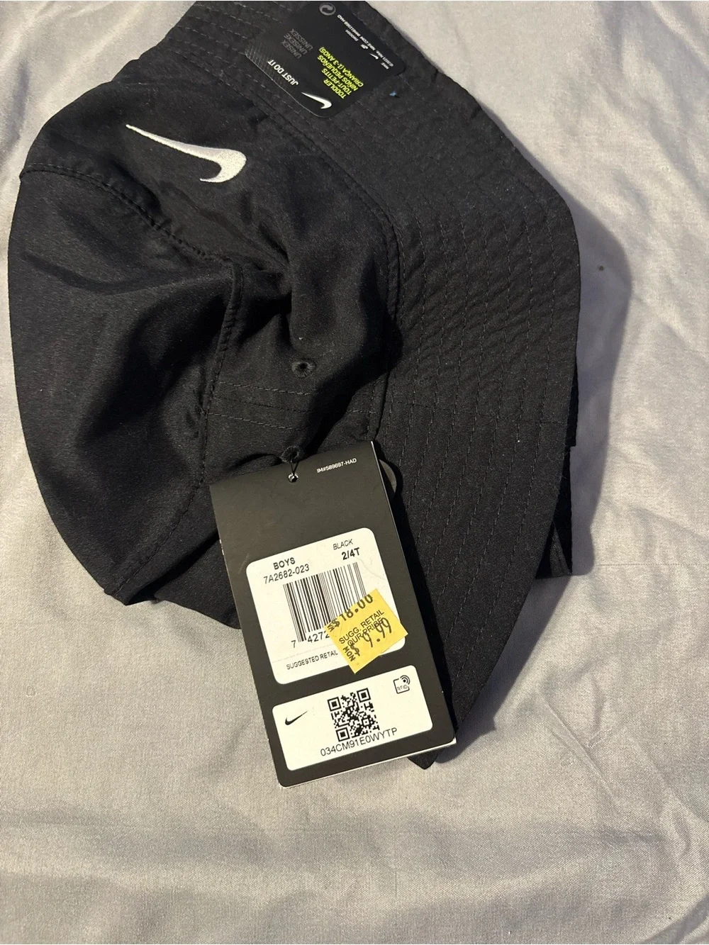 Nike Toddler Black Bucket Hat with White Swoosh